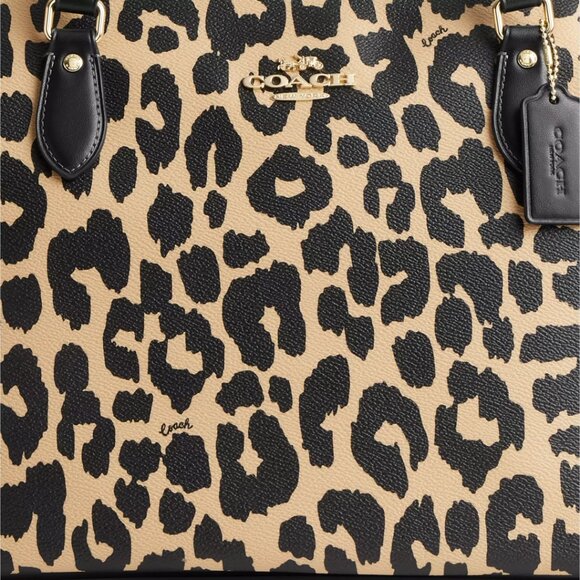 🐆Coach Gallery Tote Bag With Leopard Print - Picture 4 of 10